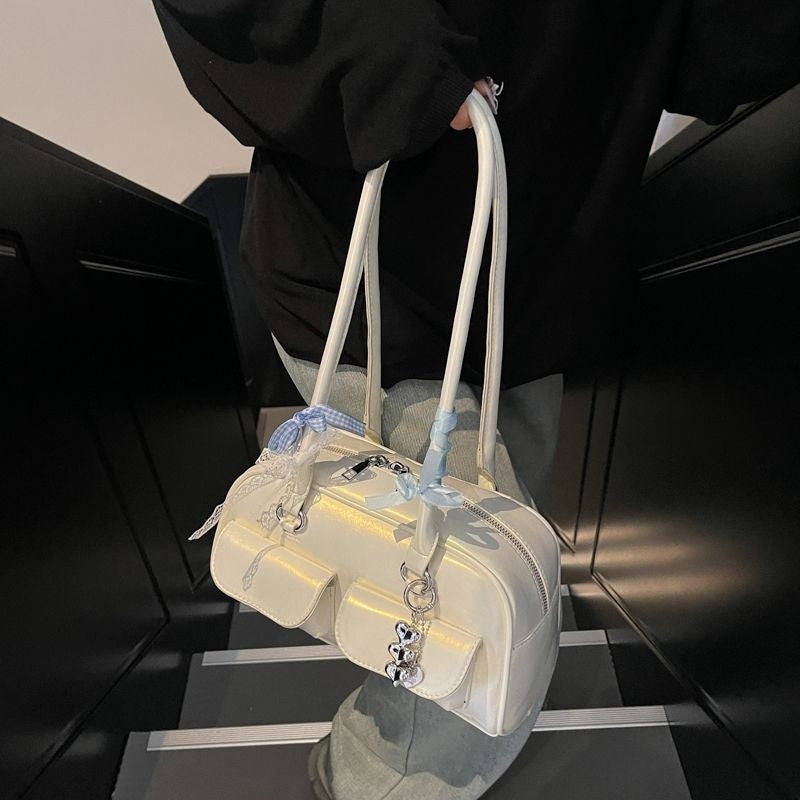 Bow-tie Ribbon Bowling Bag A Stylish High-capacity Shoulder And Tote Bag