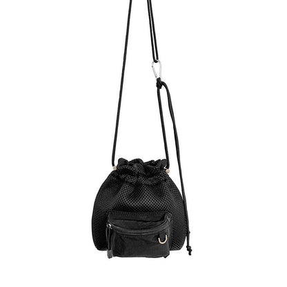 small mesh drawstring bucket bag fashion cute messenger shoulder bags for women
