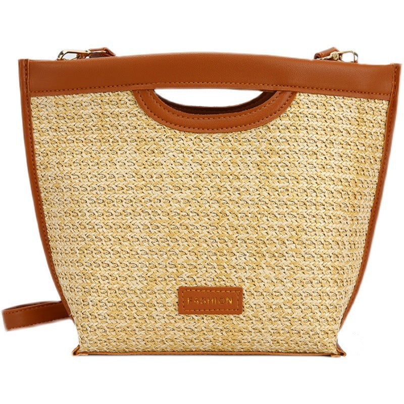 straw simple shoulder tote bag