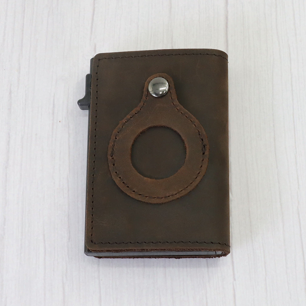 leather card case automatic card wallet anti lost