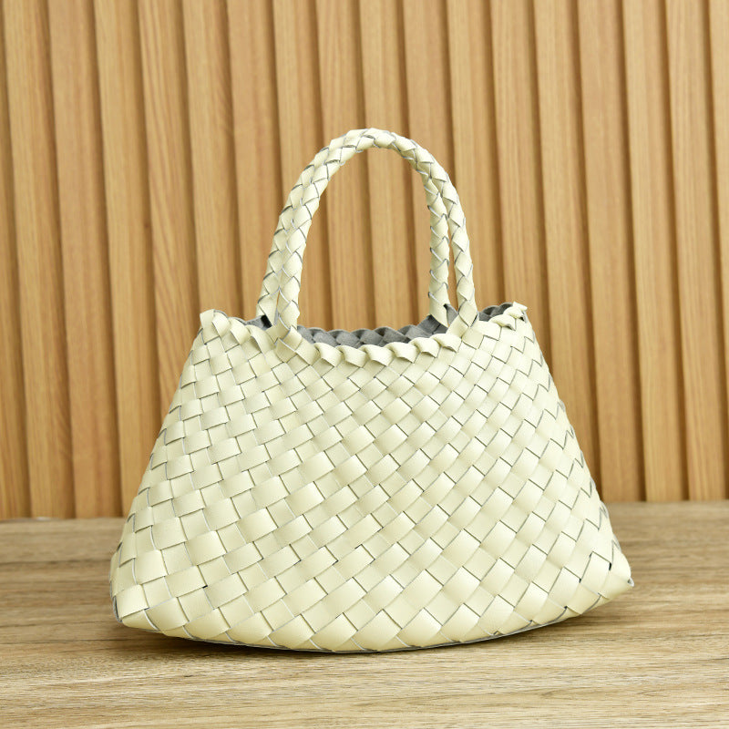 braided baotou layer cowhide pure handmade basket bag