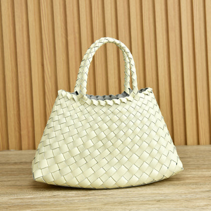 braided baotou layer cowhide pure handmade basket bag