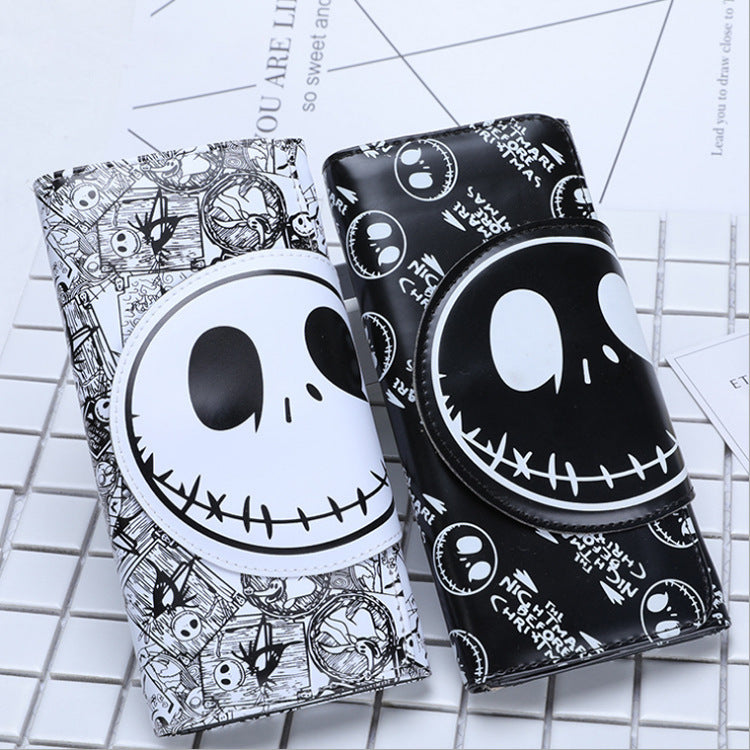 skull long buckle wallet clutch