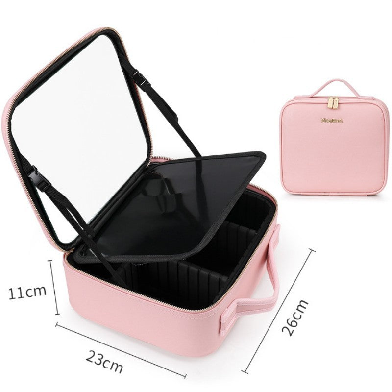 smart led cosmetic case with mirror cosmetic bag large capacity fashion portable storage bag travel makeup bags