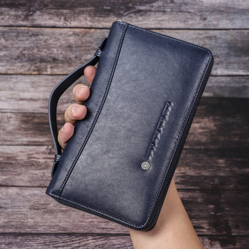 long top layer cowhide mens wallet multifunctional