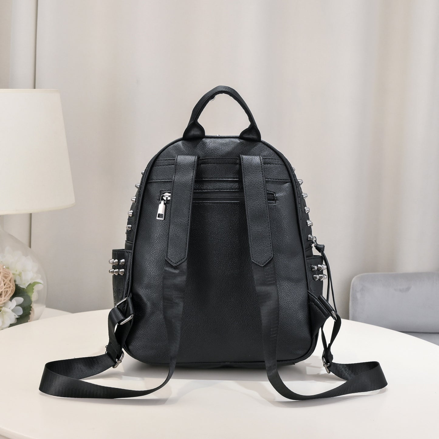 rivet soft leather leisure commute backpack