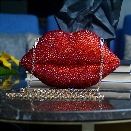 rhinestone bag acrylic lip chain dinner bag women