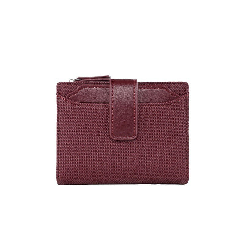 womens short solid color leather wallet