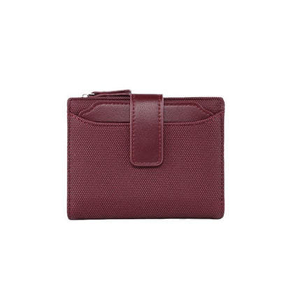 womens short solid color leather wallet