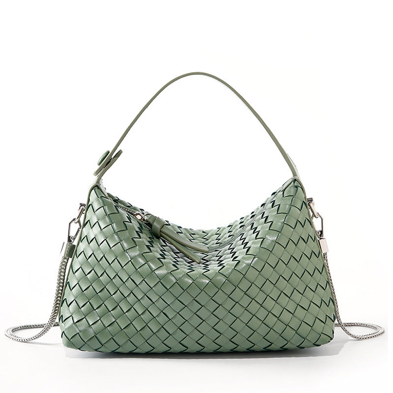 niche-authentic-leather-weave-dumpling-bag