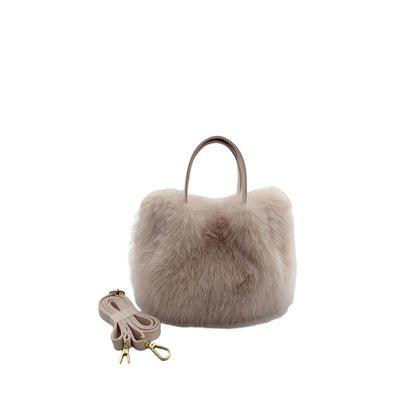 womens fox fur style tote bag