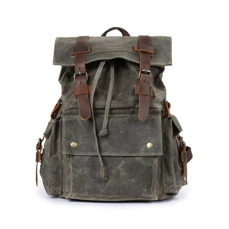 european and american retro waxed canvas backpack