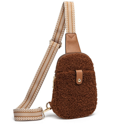 ethnic style shoulder strap crossbody casual fur bag