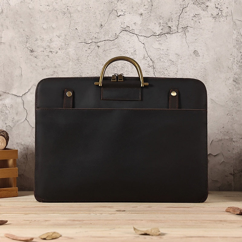 crazy horse leather mens business handbag genuine leather computer bag