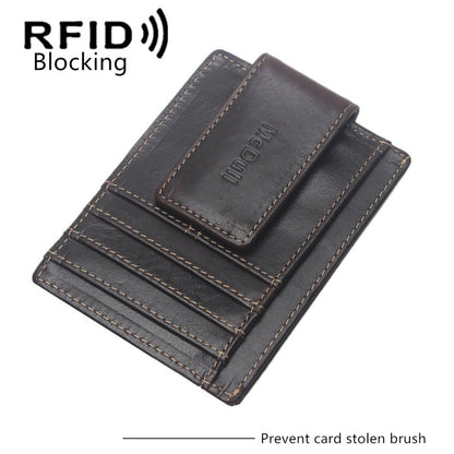 ultra thin anti magnetic rfid oil wax leather multifunctional wallet