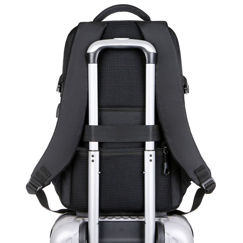 fashion mens black double shoulder backpack