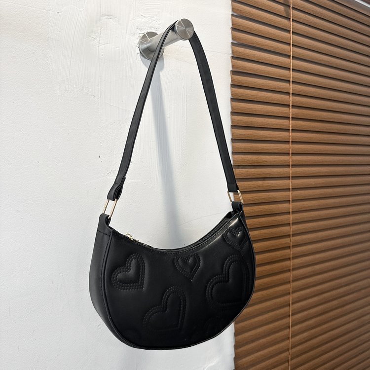 womens solid color love embroidered shoulder bag