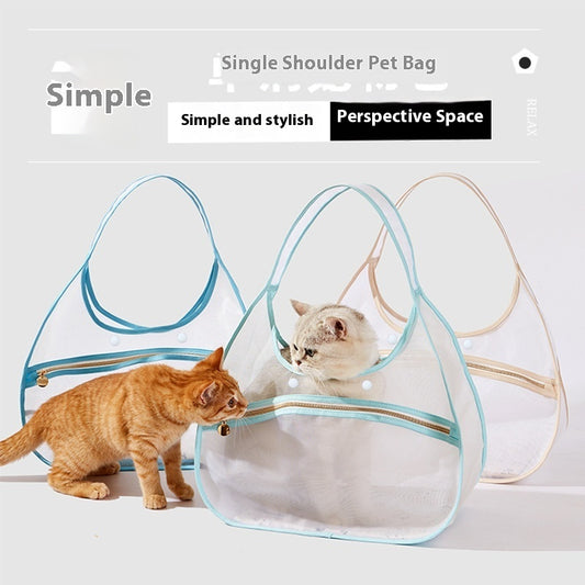 transparent solid color nylon cat portable pet shoulder bag