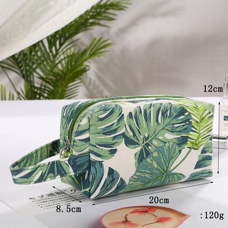 travel ladies canvas storage bag with large capacity pure cotton creative printing cosmetic