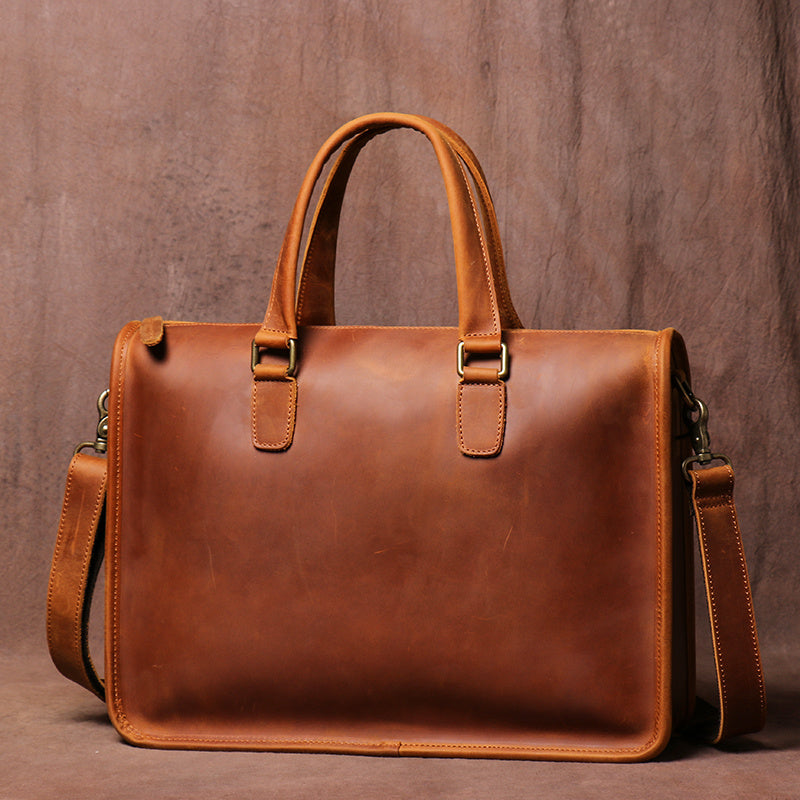 mens bag crazy horse leather briefcase for laptop