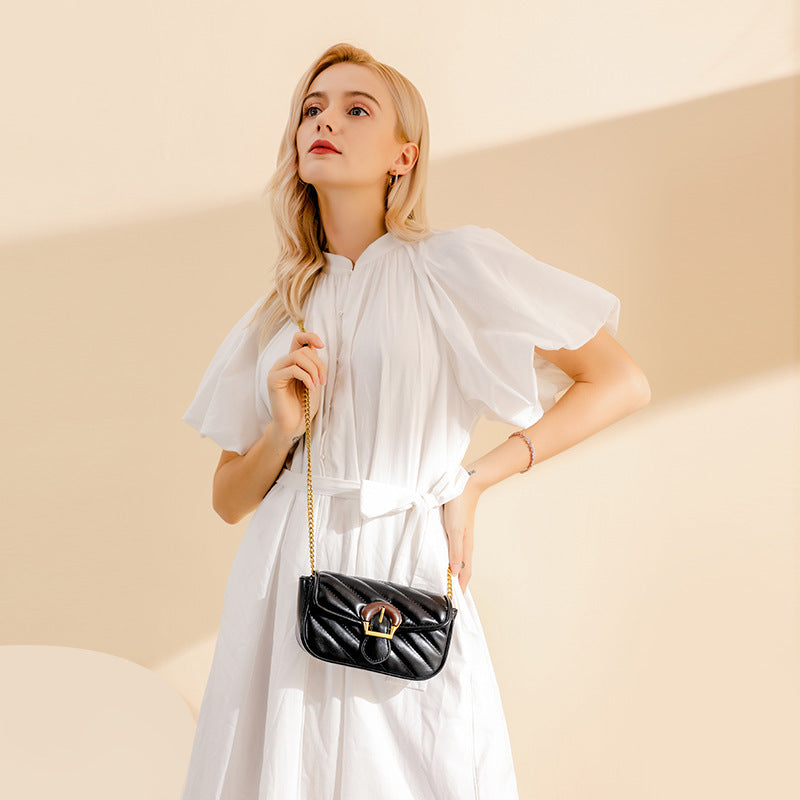 embroidered chain design crossbody mini bag