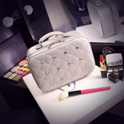 high end cosmetic case with diamond cosmetic bag pu portable