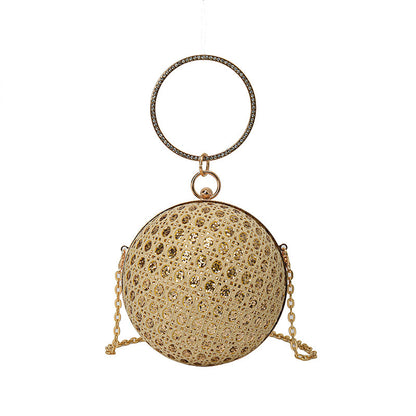 diamond retro shoulder bag womens crossbody chain ball small round bag
