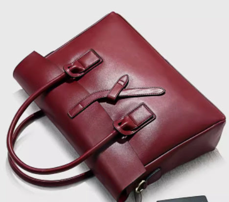 leather commuter handbag business computer briefcase a4 document bag