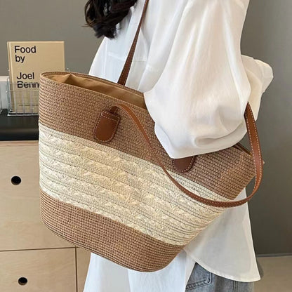 south korea vacation style raffia woven bag large capacity totes