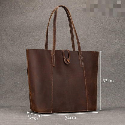 womens leather commuter hand carrying bag large capacity