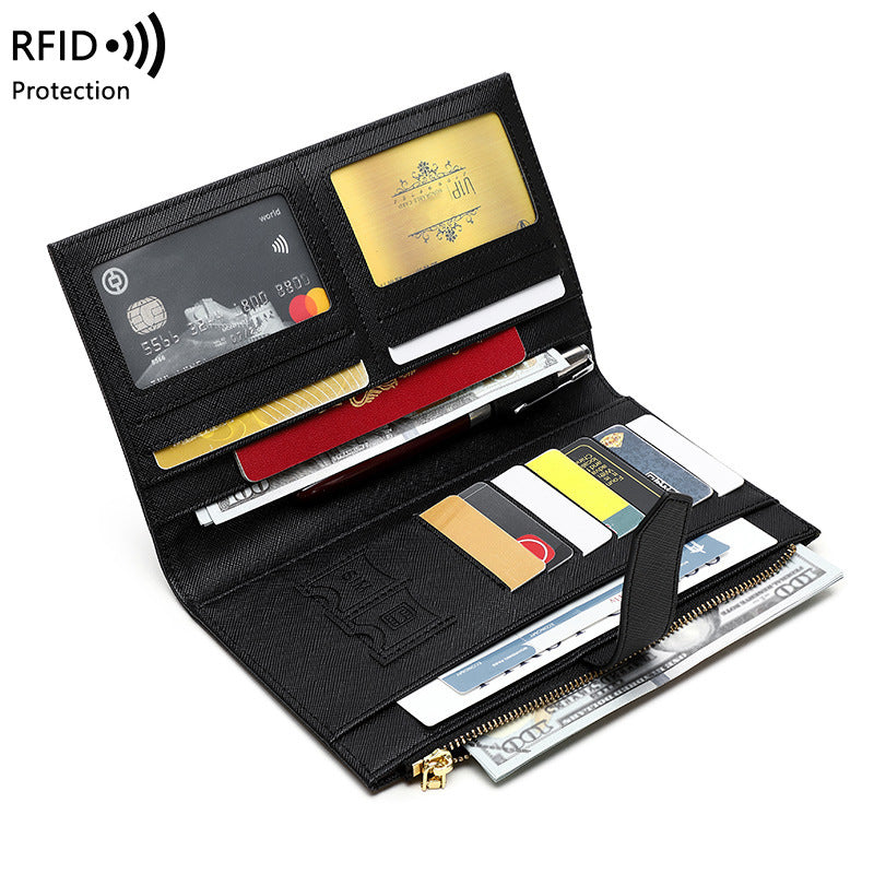 rfid anti magnetic passport holder multifunctional long ladies wallet