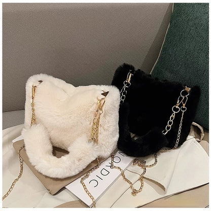 Square Plush Portable Fashion Simple Chain Bag Single-shoulder Bag