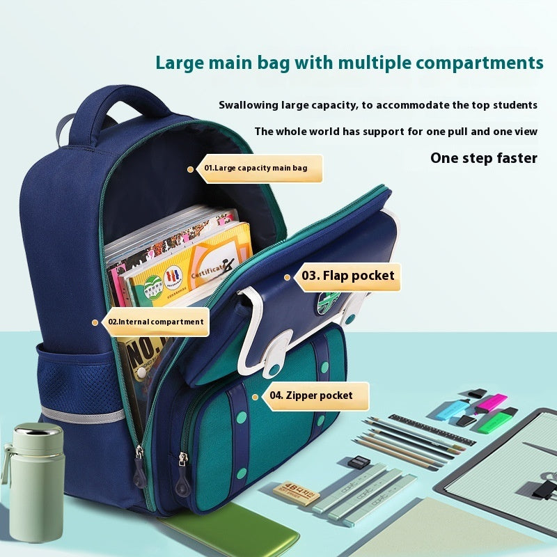 Student Schoolbag Spine Protection Burden Alleviation Backpack Water Repellent