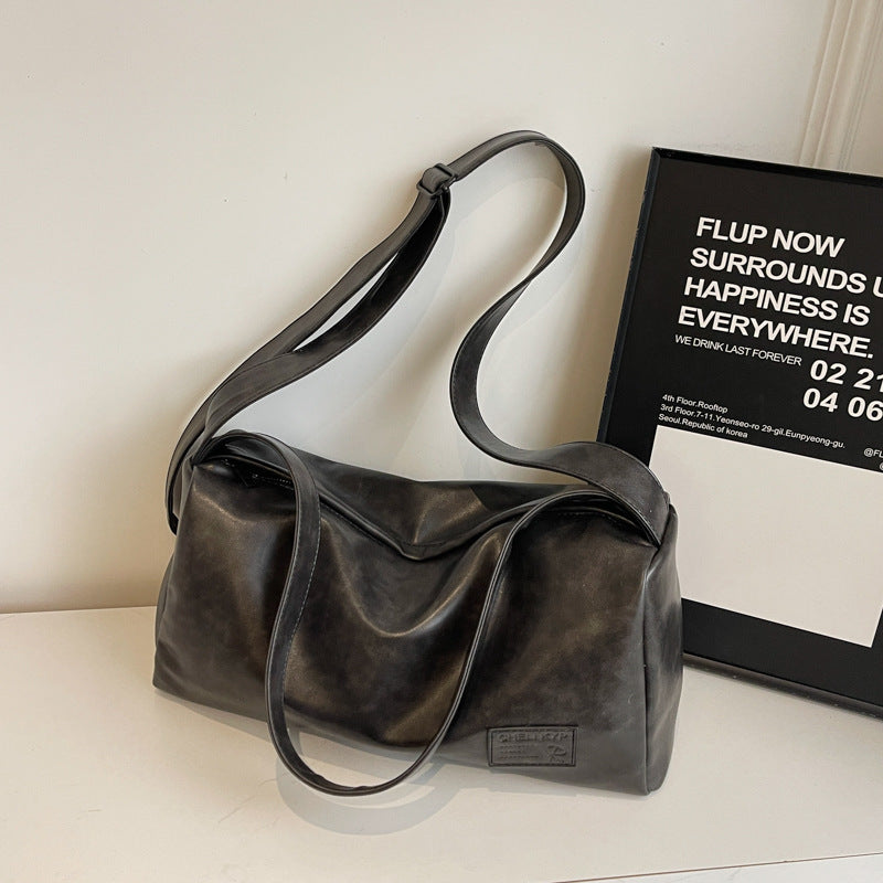 womens soft surface trendy textured one shoulder bag large capacity