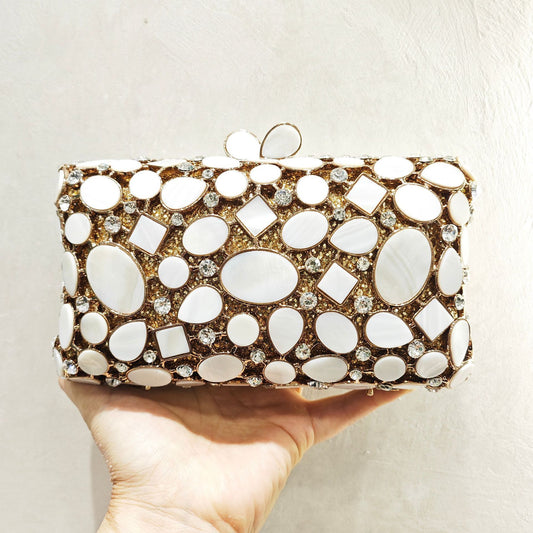 full diamond shell dinner clutch crystal hollow womens bag