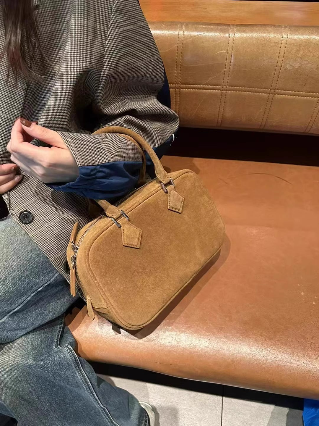 frosted suede portable shoulder messenger bag