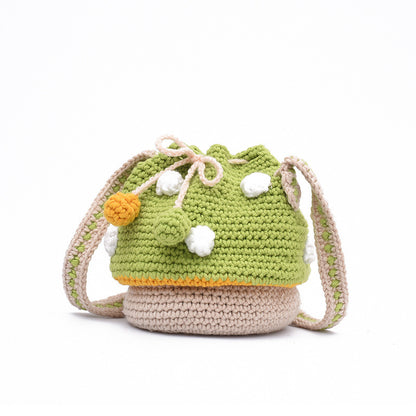 handmade wool woven mushroom bag