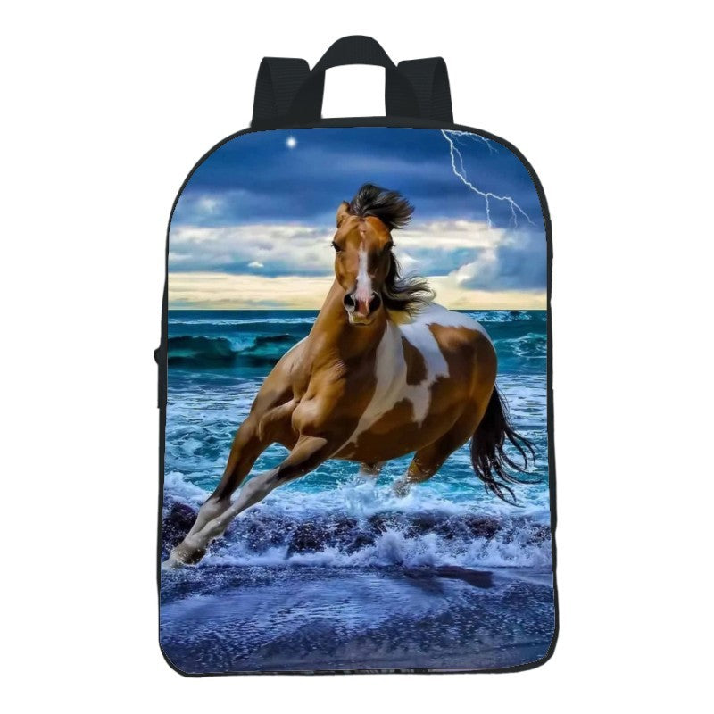 12 inch digital printing animal horse backpack