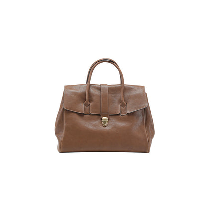 womens genuine leather retro large capacity commuter first layer vegetable tanned bag