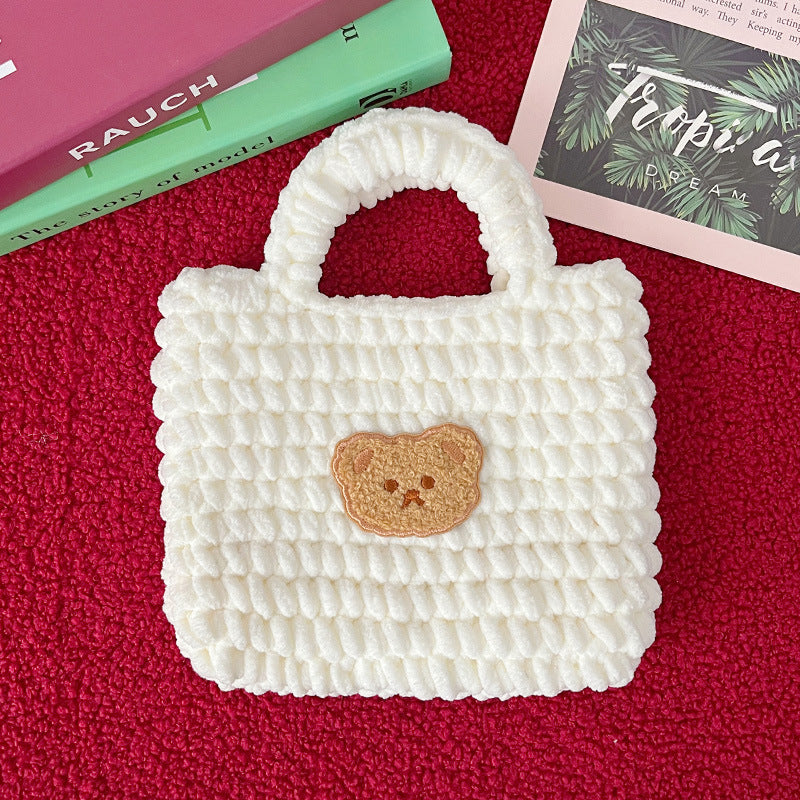 hand woven ice strip thread bear handbag