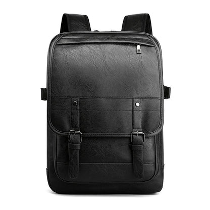 High School Men's Leather Bag Retro Backpack