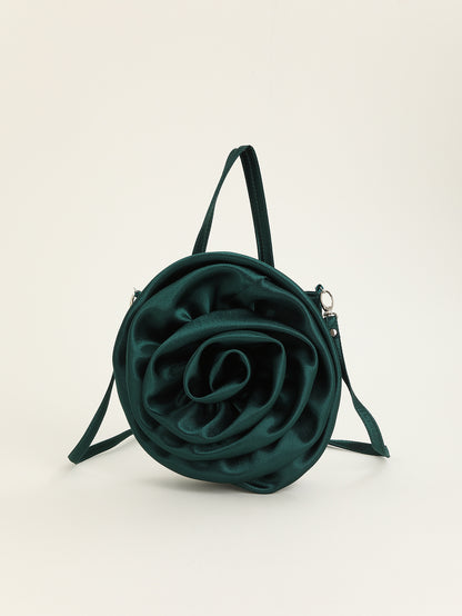 satin satin three dimensional rose flower shape portable crossbody party wedding female dinner bag