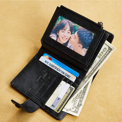 mens leather wallet three fold multi card space