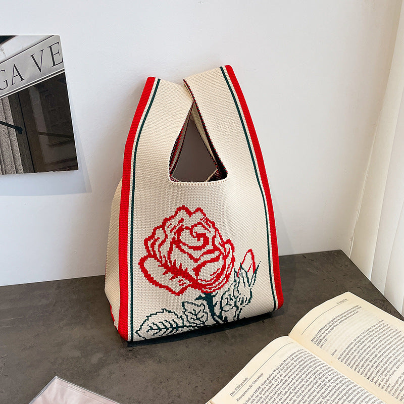 Cute Cartoon Wool Kitty Knitted Bag Women's Off-street Handbag