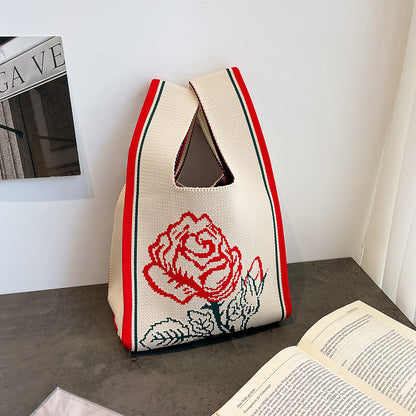 Cute Cartoon Wool Kitty Knitted Bag Women's Off-street Handbag