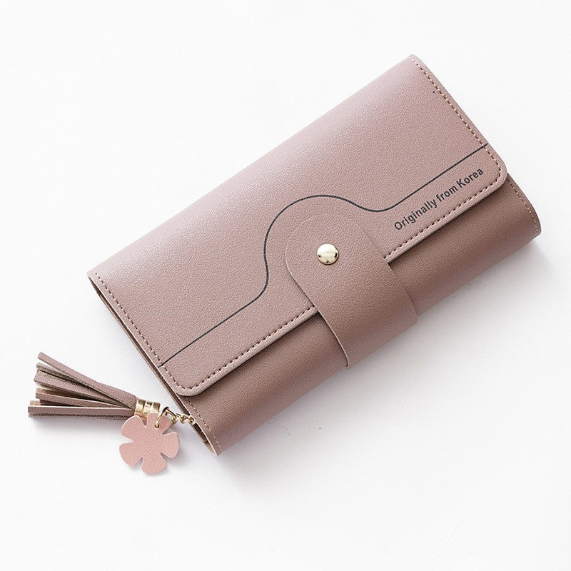 geometric alphabet buckle clutch tassel petal long ladies wallet