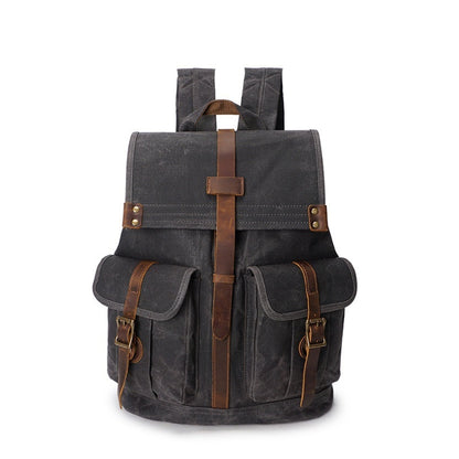 mens oil wax canvas vintage travel backpack