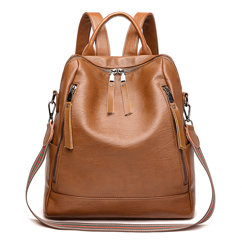 womens minimalist leather versatile casual backpack