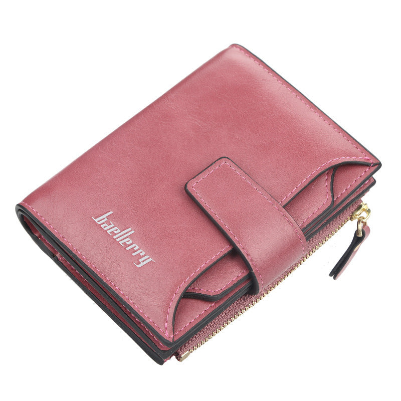 short multiple card slots buckle driving license card holder zipper wallet