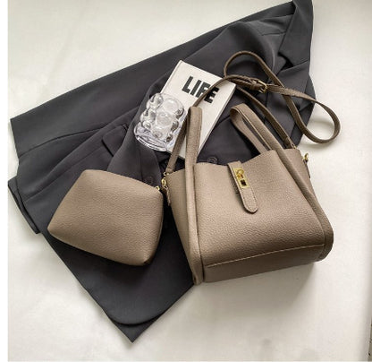 Retro Shoulder Messenger Bag Textured Portable Bucket Bag